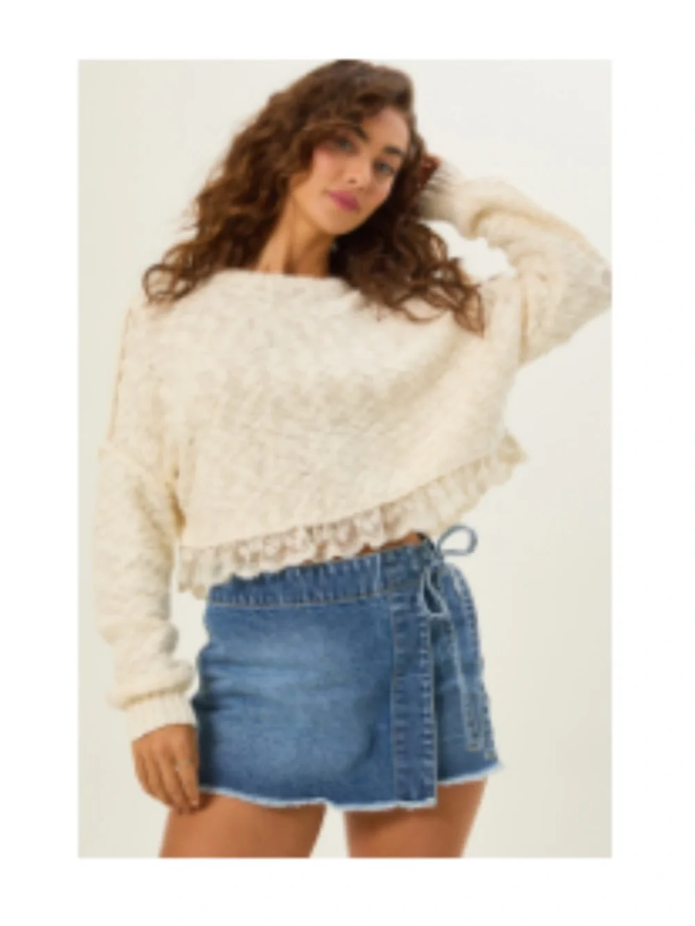 Altar’d State Katy Lace Hem Crop Sweater NWT XXL